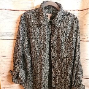 Chico's Animal Print No Iron Shirt